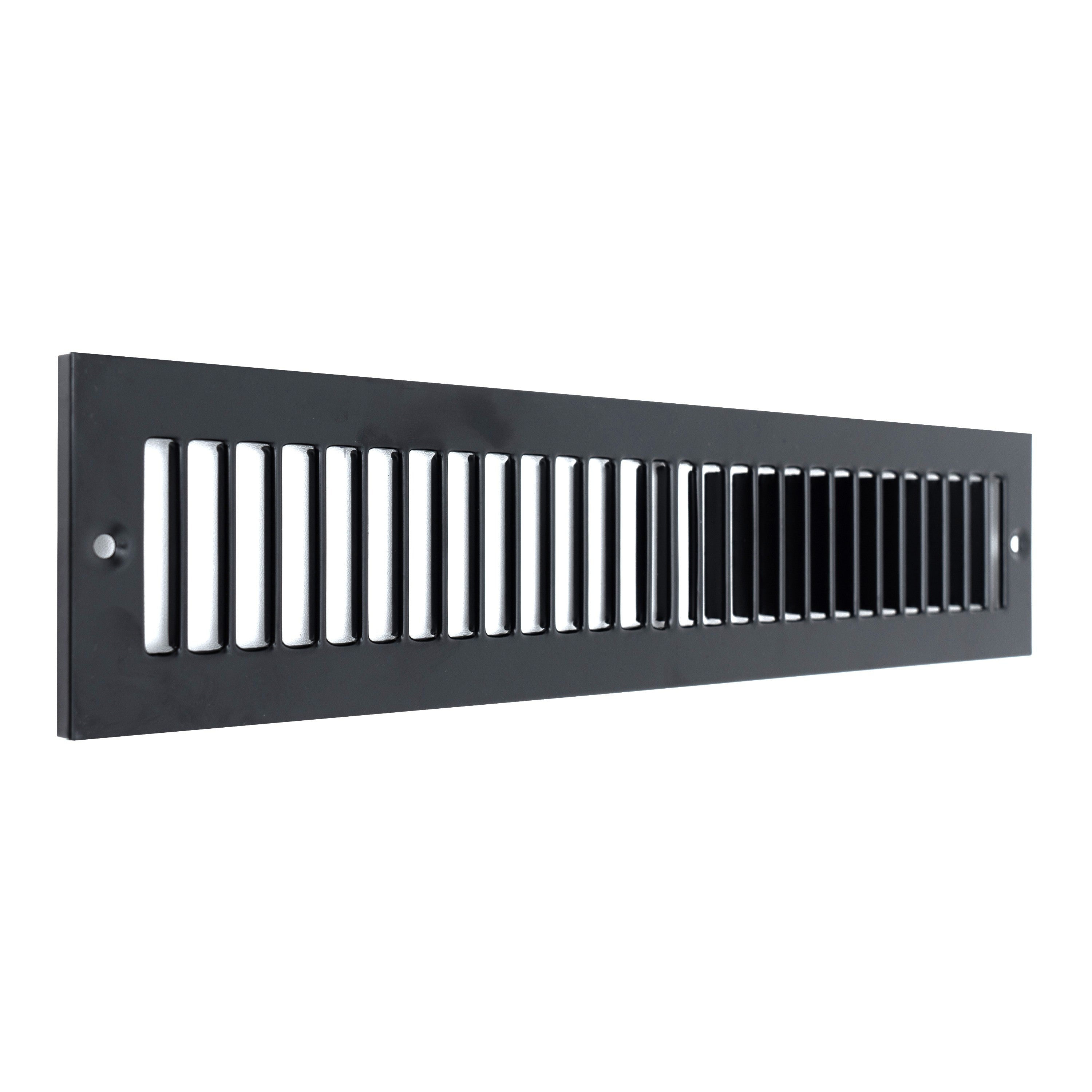 2 x 14-inch Black Steel toe kick register, angled view
