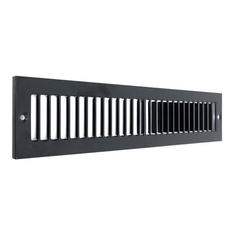 2 x 14-inch Black Steel toe kick register, angled view