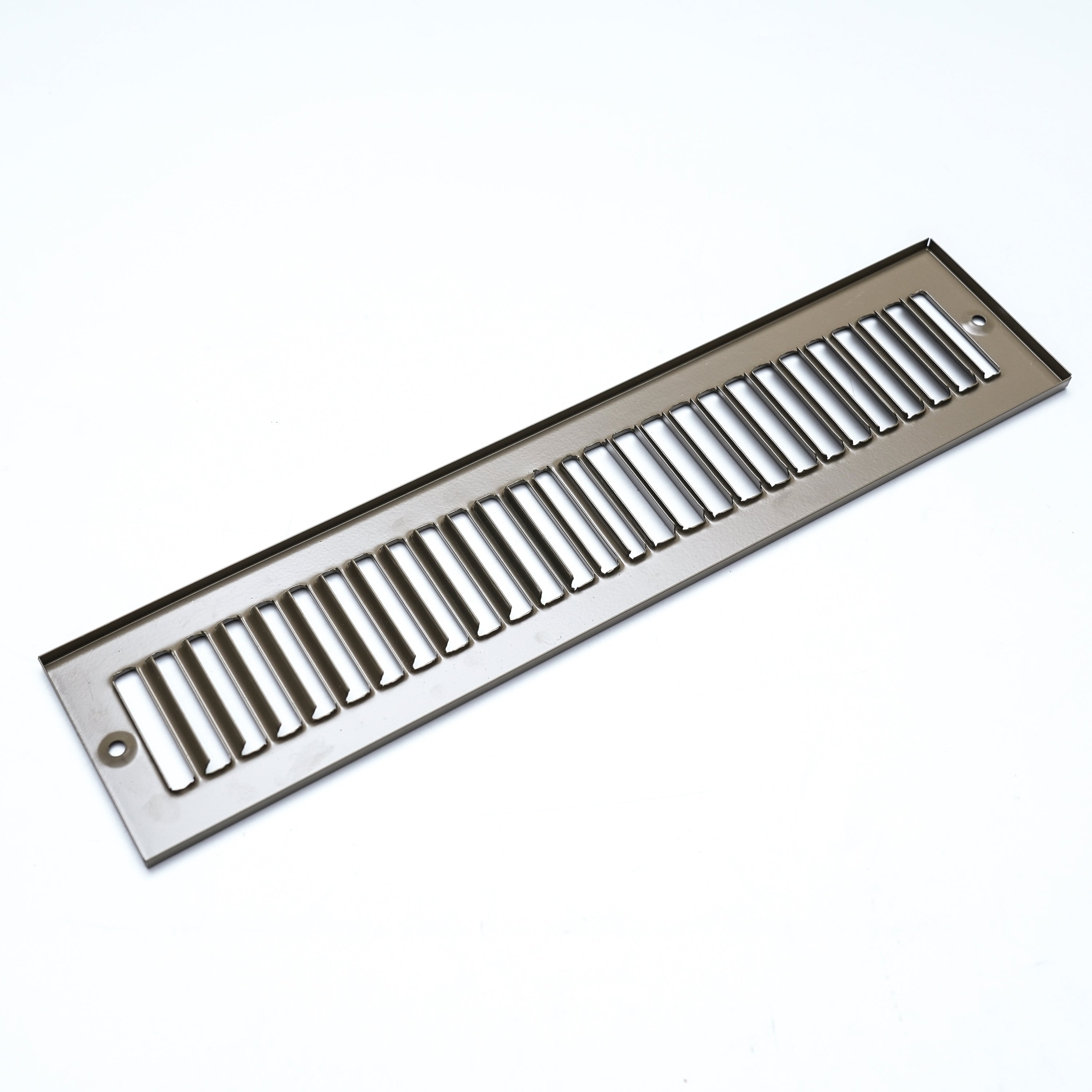 2 x 12-inch Brown Steel toe kick register, angled view