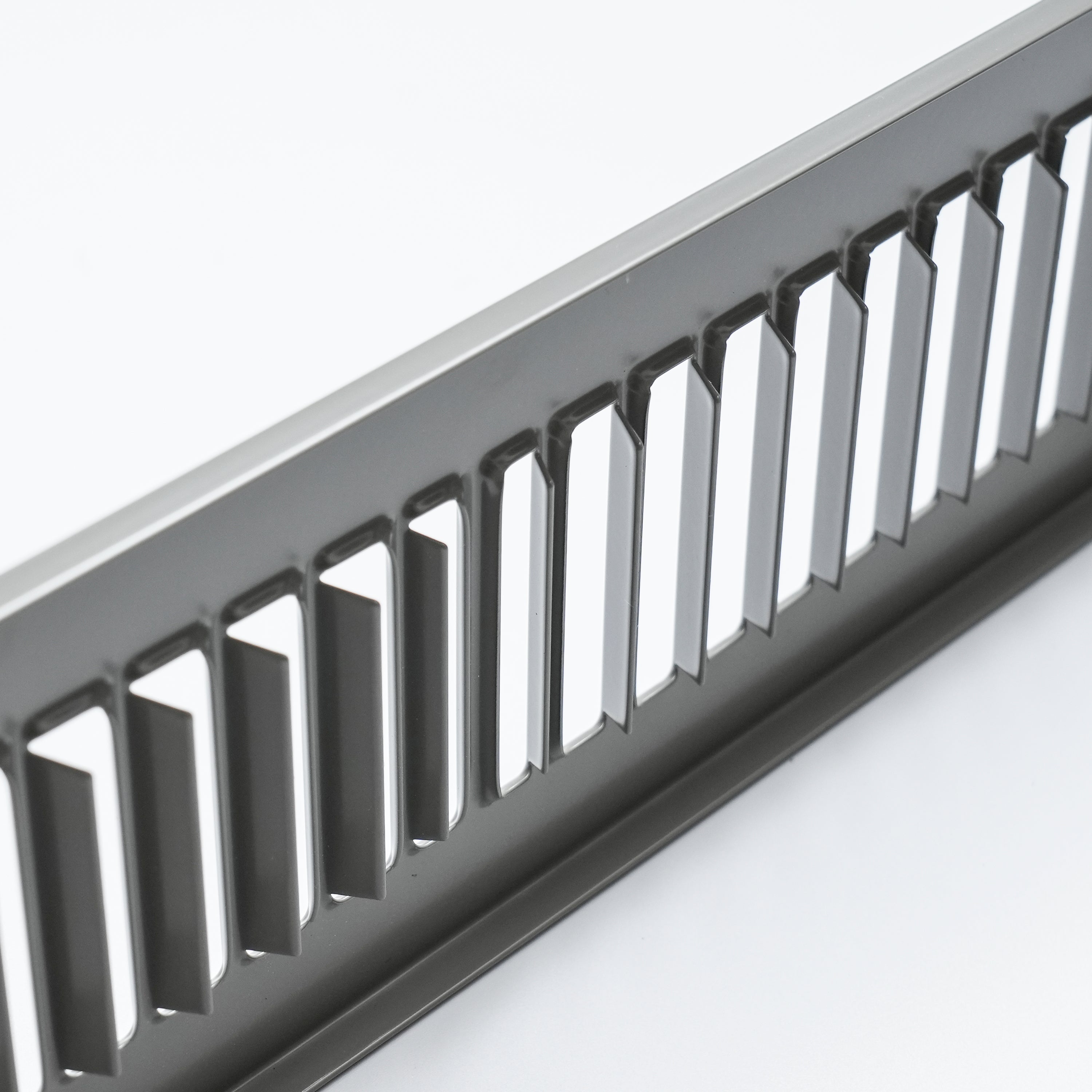 2 x 12-inch Gray Steel toe kick register, louver detail