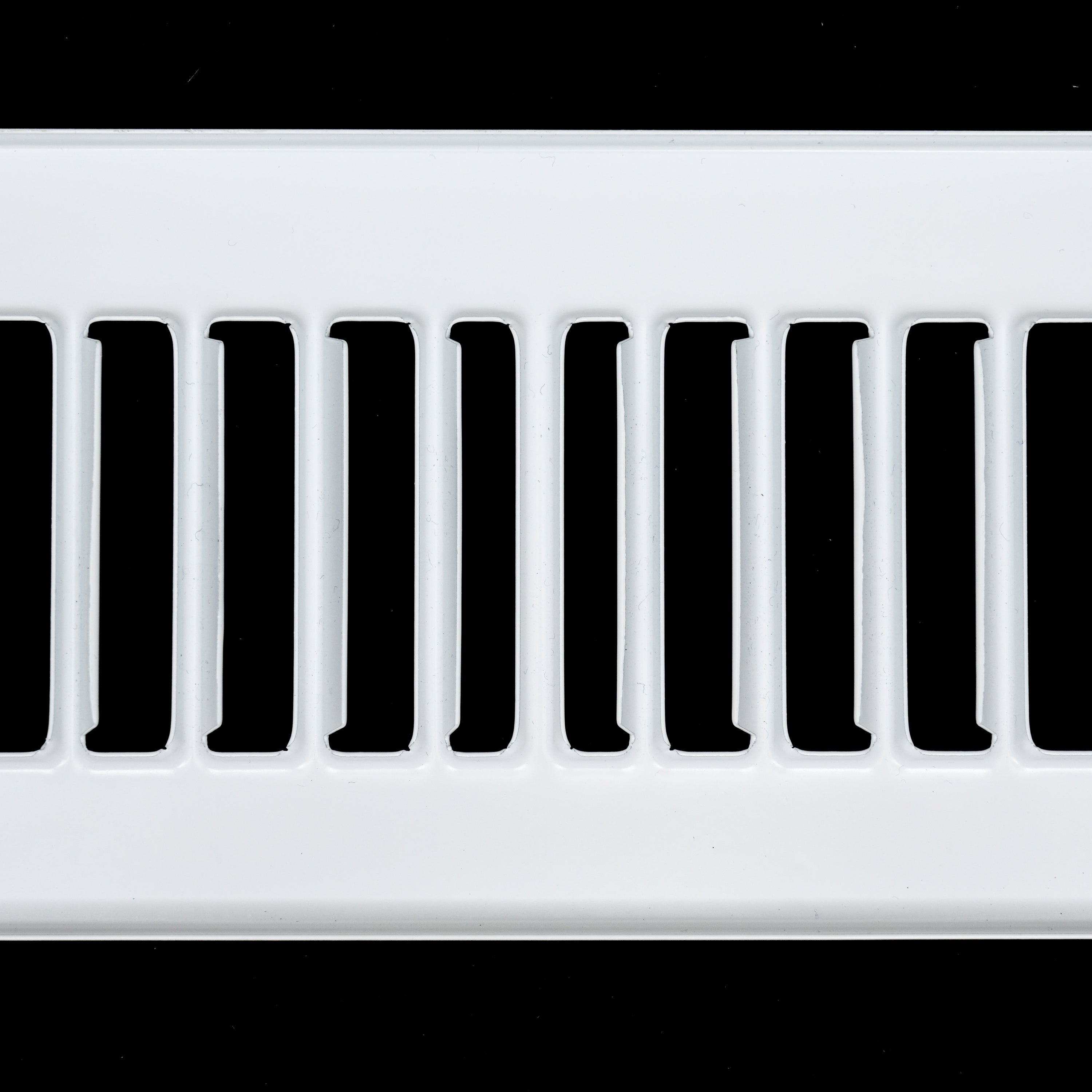 2 x 12-inch White Steel toe kick register, louver detail