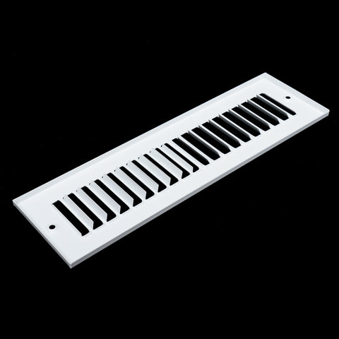 2 x 12-inch White Steel toe kick register, angled view