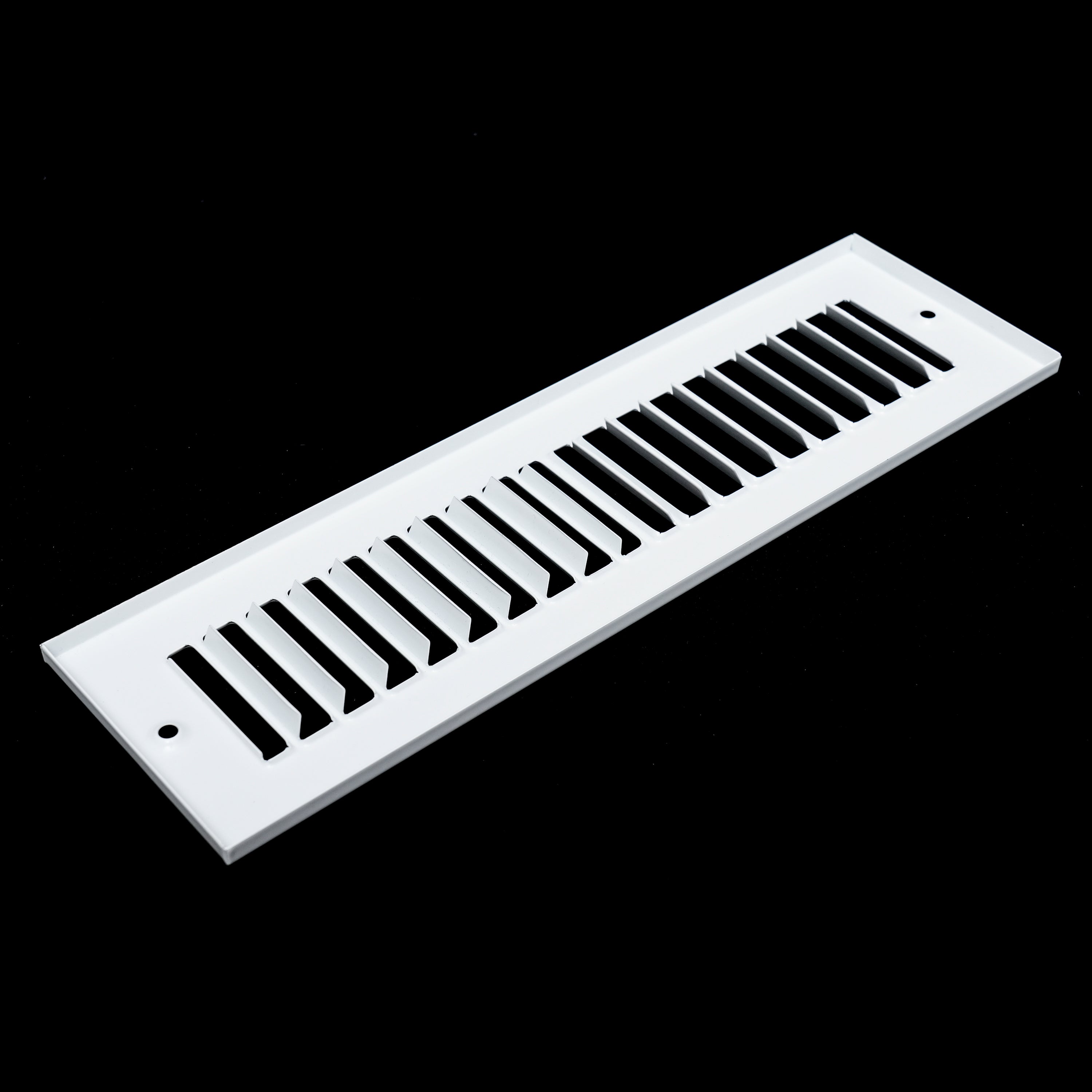 2 x 14-inch White Steel toe kick register, angled view