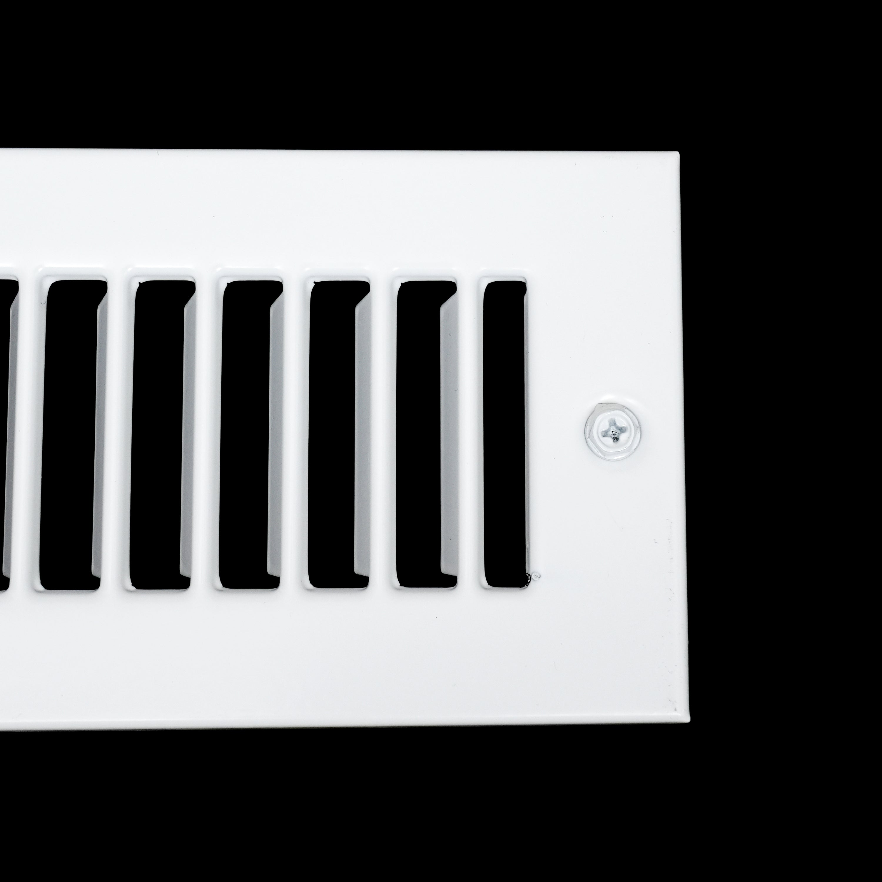 2 x 14-inch White Steel toe kick register, mounting screw detail