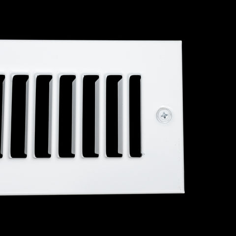 2 x 14-inch White Steel toe kick register, mounting screw detail
