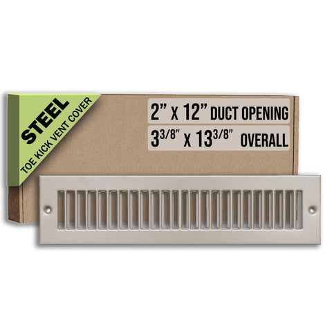 2"x12" Brown Toe Kick Vent Cover, Under Cabinet Toe Space HVAC Register Grille