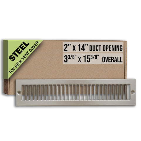 2"x14" Brown Toe Kick Vent Cover, Under Cabinet Toe Space HVAC Register Grille