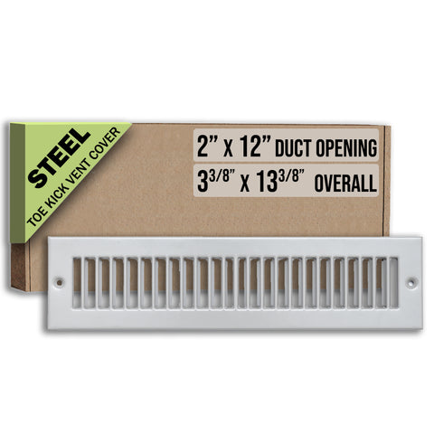 2"x12" Gray Toe Kick Vent Cover, Under Cabinet Toe Space HVAC Register Grille