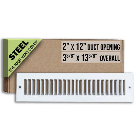 2"x12" White Toe Kick Vent Cover, Under Cabinet Toe Space HVAC Register Grille