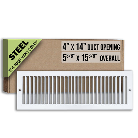 4"x10" White Toe Kick Vent Cover, Under Cabinet Toe Space HVAC Register Grille