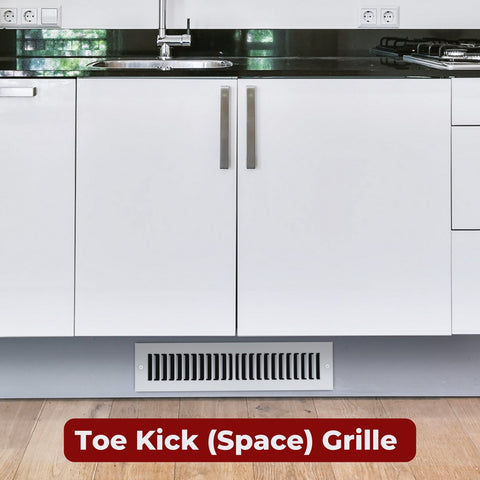 4" x 14" [Duct Opening Size] Toe Kick Register Grille | Vent Cover  | Outer Dimensions: 5.5" X 15.5" | White