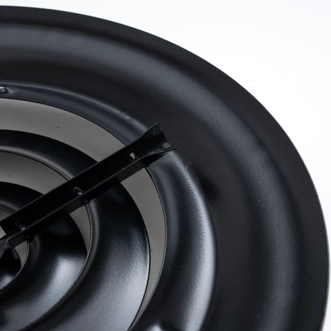 12" [Neck Size] Steel Round Air Supply Diffuser for Ceiling - Black - Outer Dimension: 15-15/16"