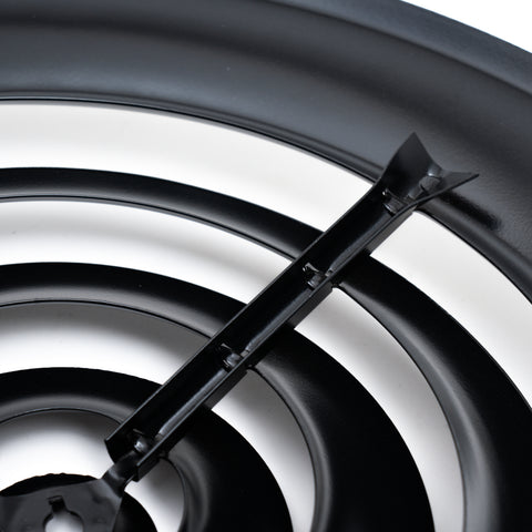 12" [Neck Size] Steel Round Air Supply Diffuser for Ceiling - Black - Outer Dimension: 15-15/16"