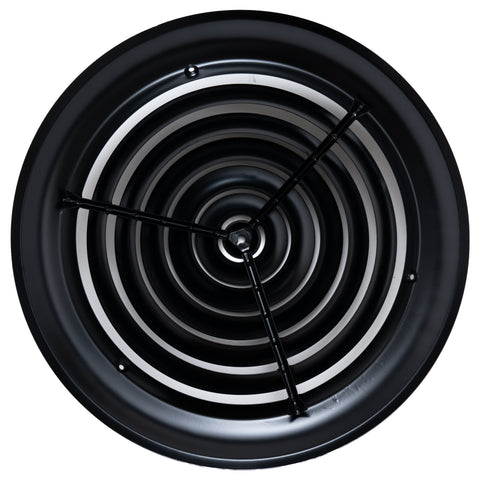 Handua 12" [Neck Size] Steel Round Air Supply Diffuser for Ceiling - Black - Outer Dimension: 15-15/16"