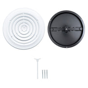 10" Neck White Steel round diffuser, rear view
