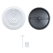 12" Neck White Steel round diffuser, rear view