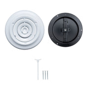 6" Neck White Steel round diffuser, rear view