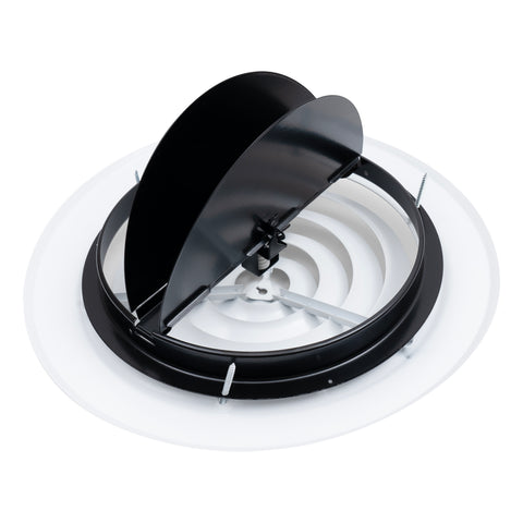 10" [Neck Size] Steel Round Air Supply Diffuser 10" Steel Damper included for Ceiling - Outer Dimension: 13-15/16"