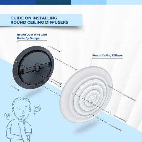 Handua Steel Round Air Supply Diffuser and Damper for Ceiling