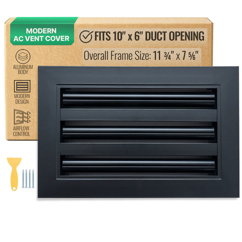 10"x 6" Aluminum Linear Slot Diffuser, Modern AC Vent Cover for Sidewall, Ceiling, Floor | Out. Dim.: 11-5/8"X 7-5/6"