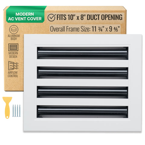 10"x 8" Aluminum Linear Slot Diffuser, Modern AC Vent Cover for Sidewall, Ceiling, Floor | Out. Dim.: 11-5/8"X 9-5/6"
