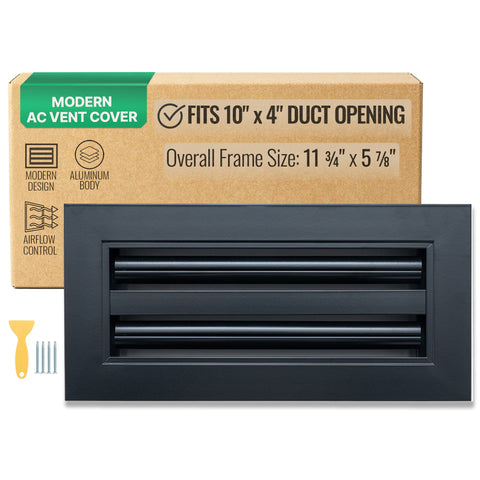 10"x 4" Aluminum Linear Slot Diffuser, Modern AC Vent Cover for Sidewall, Ceiling, Floor | Out. Dim.: 11-5/8"X 5-5/6"