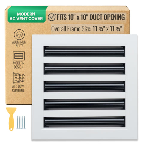 10"x 10" Aluminum Linear Slot Diffuser, Modern AC Vent Cover for Sidewall, Ceiling, Floor | Out. Dim.: 11-5/8"X 11-5/6"