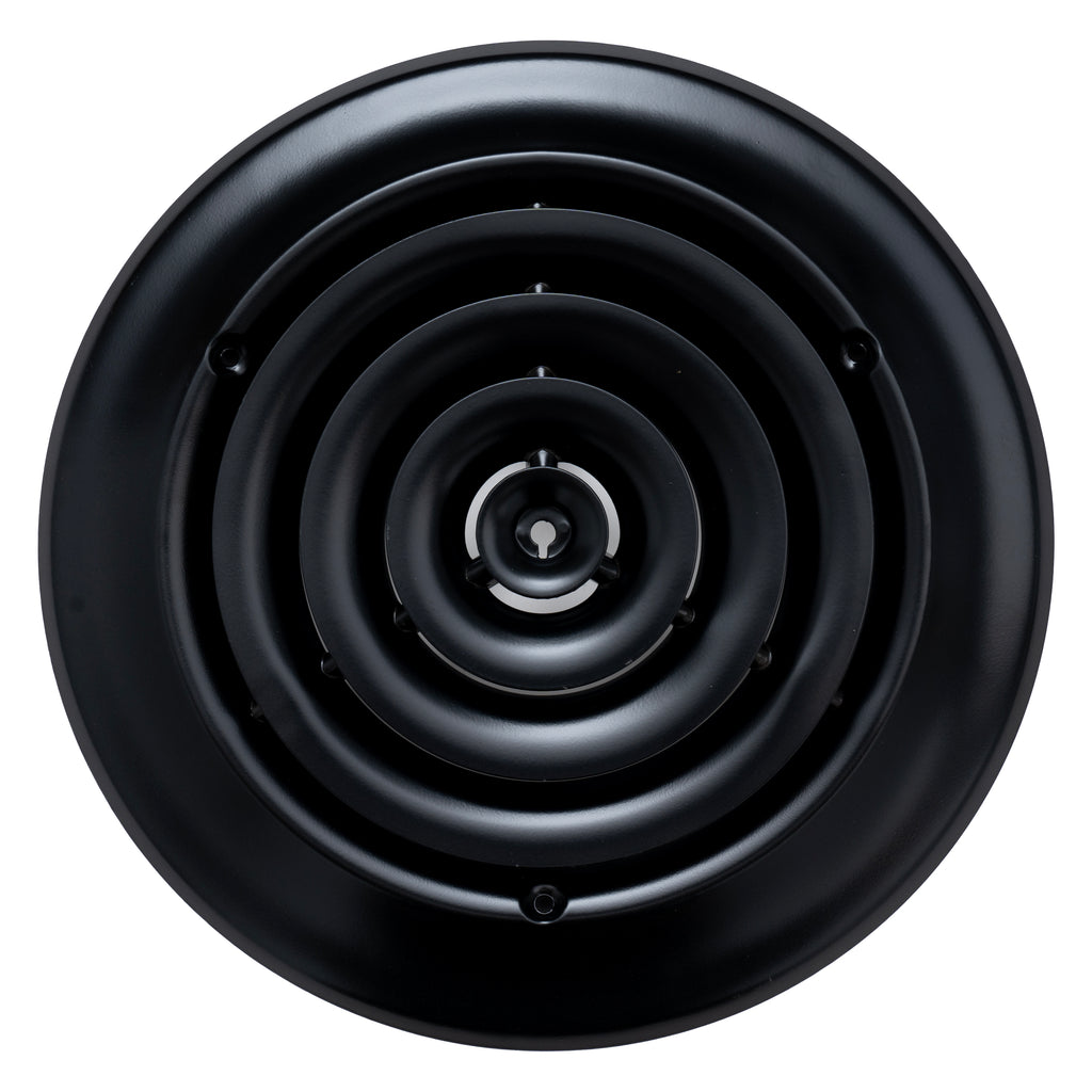 8" [Neck Size] Steel Round Air Supply Diffuser for Ceiling - Black - Outer Dimension: 11-15/16"