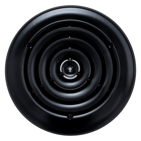 Handua 8" [Neck Size] Steel Round Air Supply Diffuser for Ceiling - Black - Outer Dimension: 11-15/16"
