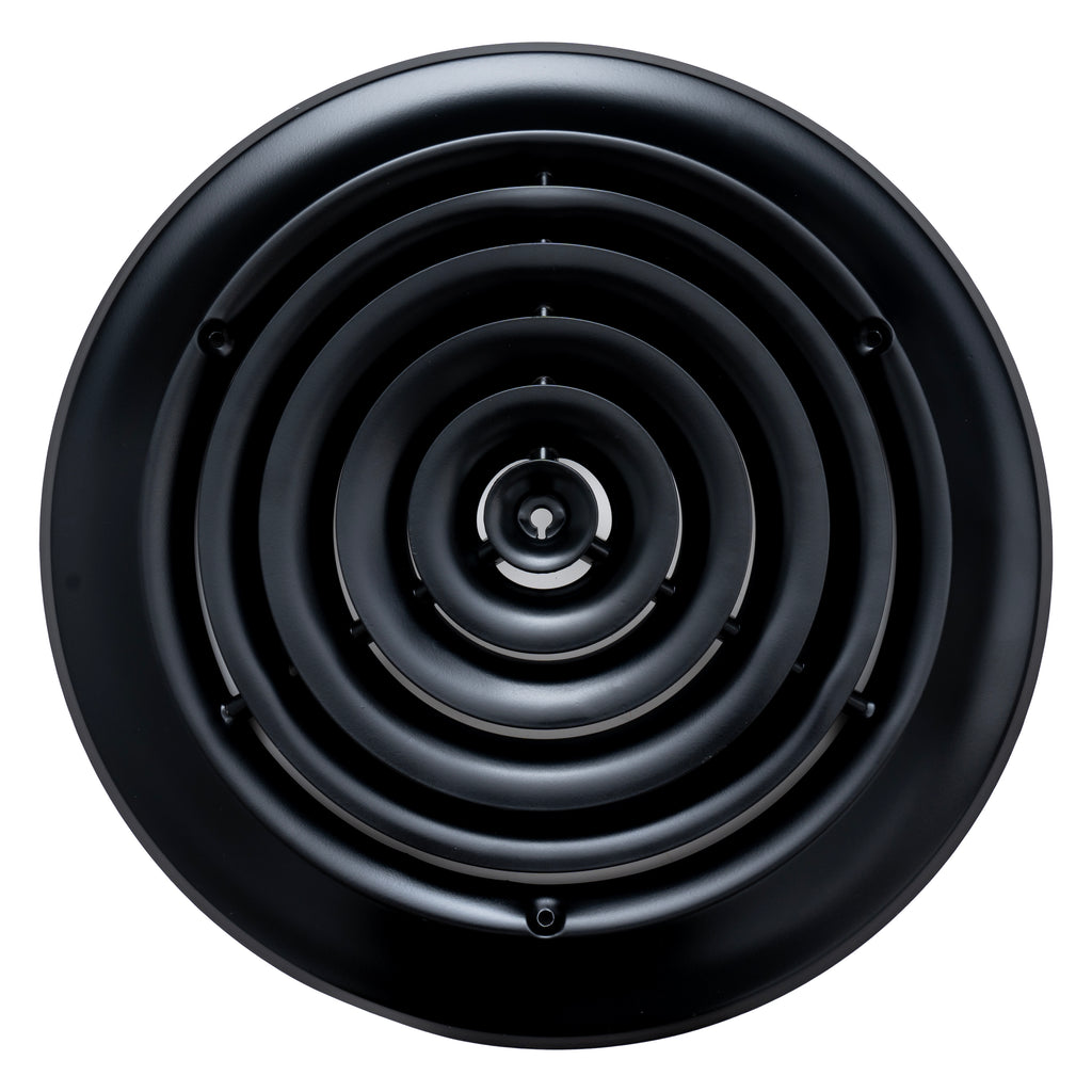10" [Neck Size] Steel Round Air Supply Diffuser for Ceiling - Black - Outer Dimension: 13-15/16"