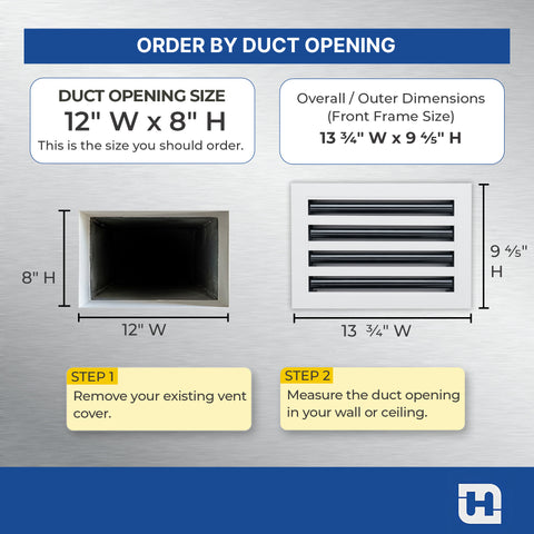 12"x 8" Aluminum Linear Slot Diffuser, Modern AC Vent Cover for Sidewall, Ceiling, Floor | Out. Dim.: 13-5/8"X 9-5/6"