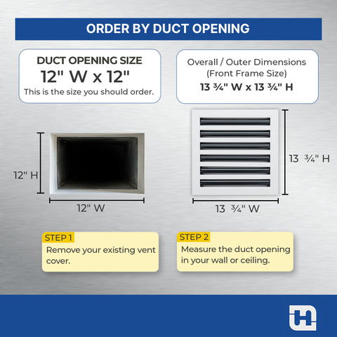12"x 12" Aluminum Linear Slot Diffuser, Modern AC Vent Cover for Sidewall, Ceiling, Floor | Out. Dim.: 13-5/8"X 13-5/6"