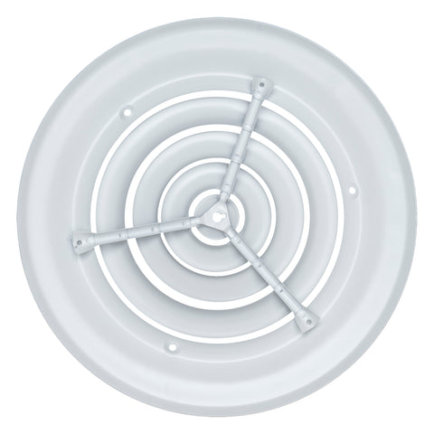 8" [Neck Size] Steel Round Air Supply Diffuser for Ceiling - White - Outer Dimension: 11-15/16"