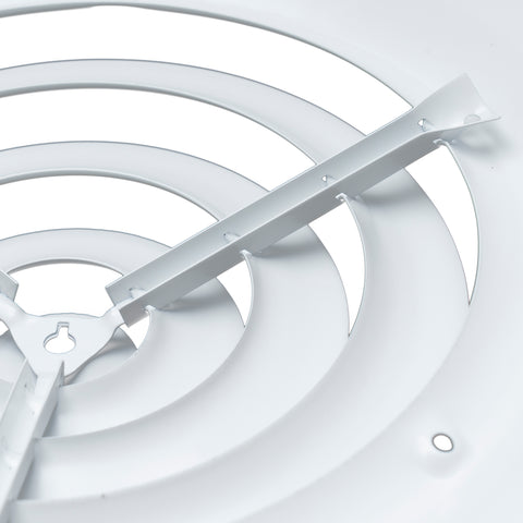Handua 6" [Neck Size] Steel Round Air Supply Diffuser for Ceiling - White - Outer Dimension: 9-15/16"