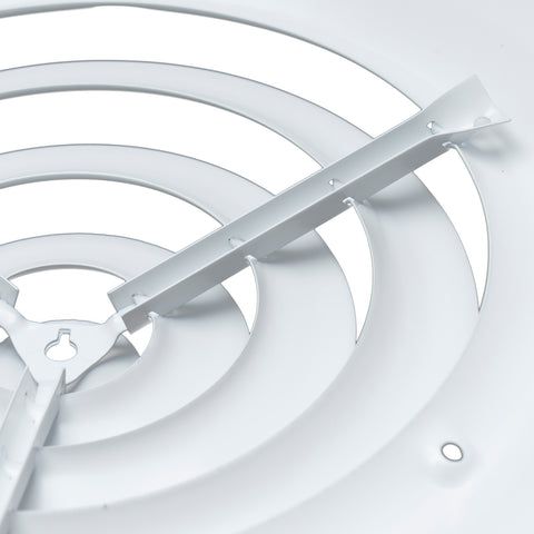 12" [Neck Size] Steel Round Air Supply Diffuser for Ceiling - White - Outer Dimension: 15-15/16"