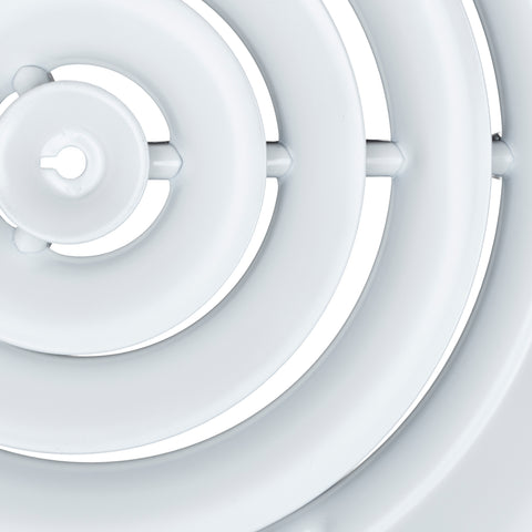 6" [Neck Size] Steel Round Air Supply Diffuser for Ceiling - White - Outer Dimension: 9-15/16"