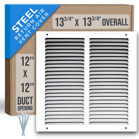 airgrilles 12" x 12" duct opening  -  steel return air grille for sidewall and ceiling hnd-flt-1rag-wh-12x12 752505984179 - 1