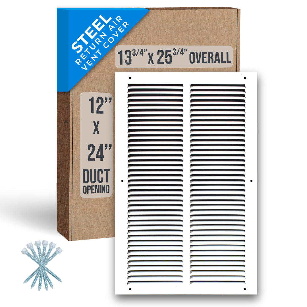 airgrilles 12" x 24" duct opening  -  steel return air grille for sidewall and ceiling hnd-flt-1rag-wh-12x24 752505984346 - 1