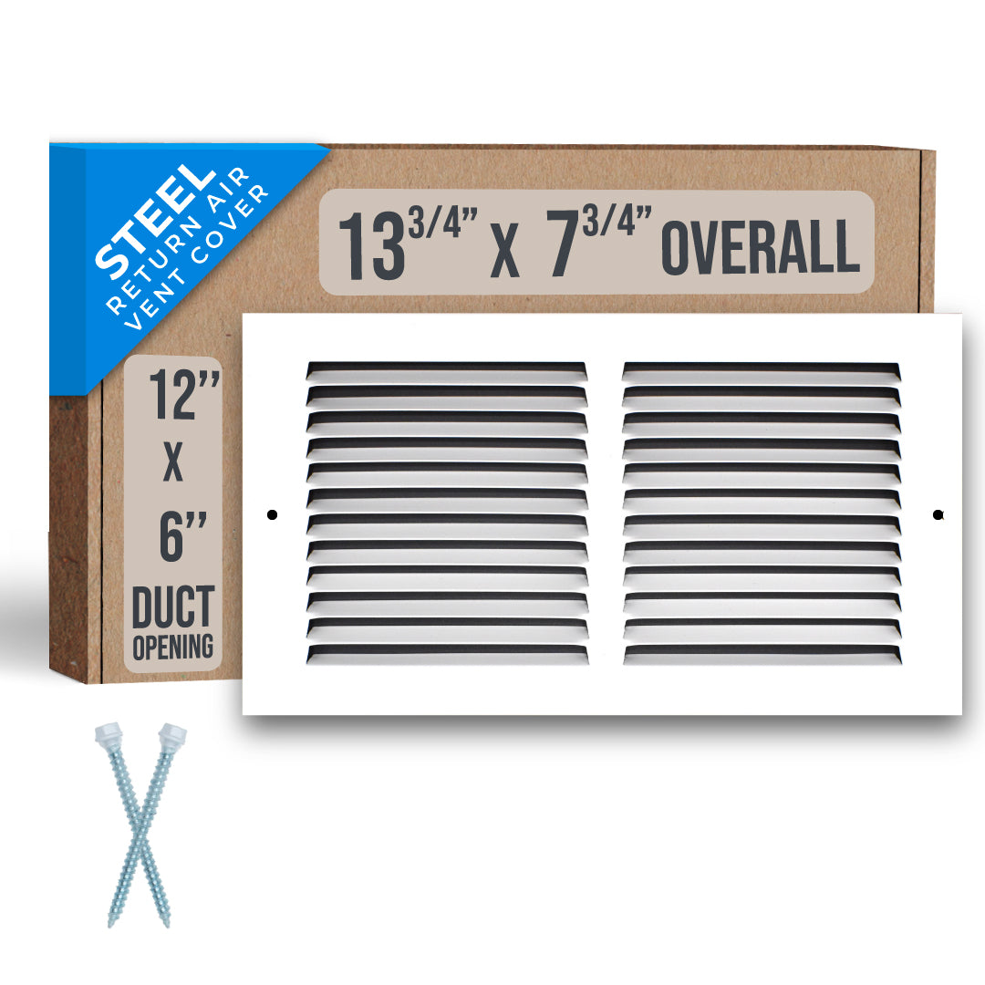airgrilles 12" x 6" duct opening  -  steel return air grille for sidewall and ceiling hnd-flt-1rag-wh-12x6 752505984254 - 1