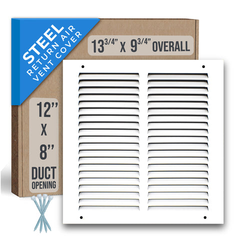 airgrilles 12" x 8" duct opening  -  steel return air grille for sidewall and ceiling hnd-flt-1rag-wh-12x8 752505984261 - 1