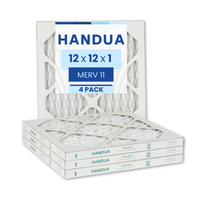 Handua 12x12x1 Air Filter MERV 11 Allergen Control, Plated Furnace AC Air Replacement Filter, 4 Pack (Actual Size: 11.75" x 11.75" x 0.75")