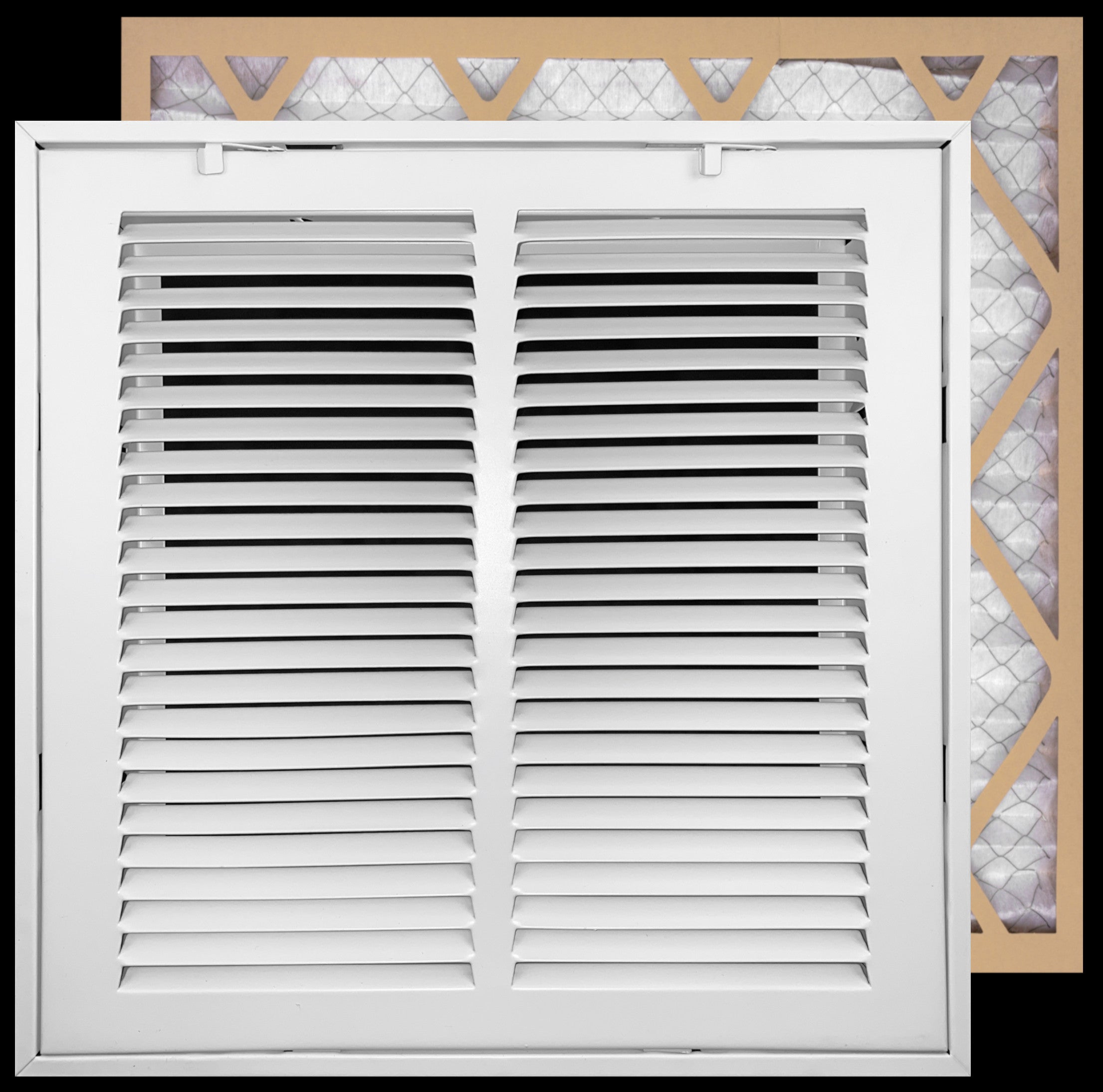 airgrilles 12" x 12" duct opening  -  filter included hd steel return air filter grille for sidewall and ceiling fil-7rafg1-wh-12x12 038775643849 - 1
