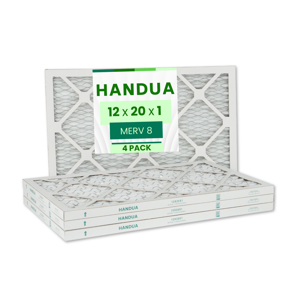 12x20x1 Air Filter MERV 8 Dust Control, Plated Furnace AC Air Replacement Filter, 4 Pack (Actual Size: 11.75" x 19.75" x 0.75")