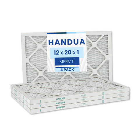 Handua 12x20x1 Air Filter MERV 11 Allergen Control, Plated Furnace AC Air Replacement Filter, 4 Pack (Actual Size: 11.75" x 19.75" x 0.75")