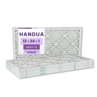 Handua 12x24x1 Air Filter MERV 13 Optimal Control, Plated Furnace AC Air Replacement Filter, 4 Pack (Actual Size: 11.75" x 23.75" x 0.75")