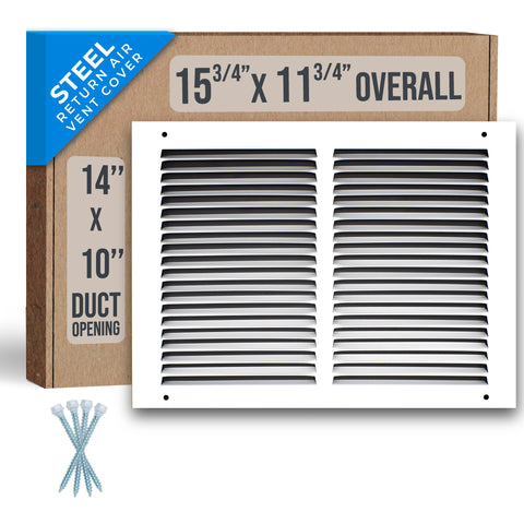 airgrilles 14" x 10" duct opening  -  steel return air grille for sidewall and ceiling hnd-flt-1rag-wh-14x10 752505984285 - 1