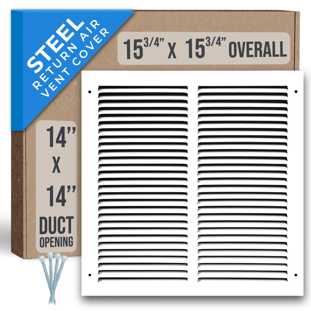 airgrilles 14" x 14" duct opening  -  steel return air grille for sidewall and ceiling hnd-flt-1rag-wh-14x14 752505984155 - 1