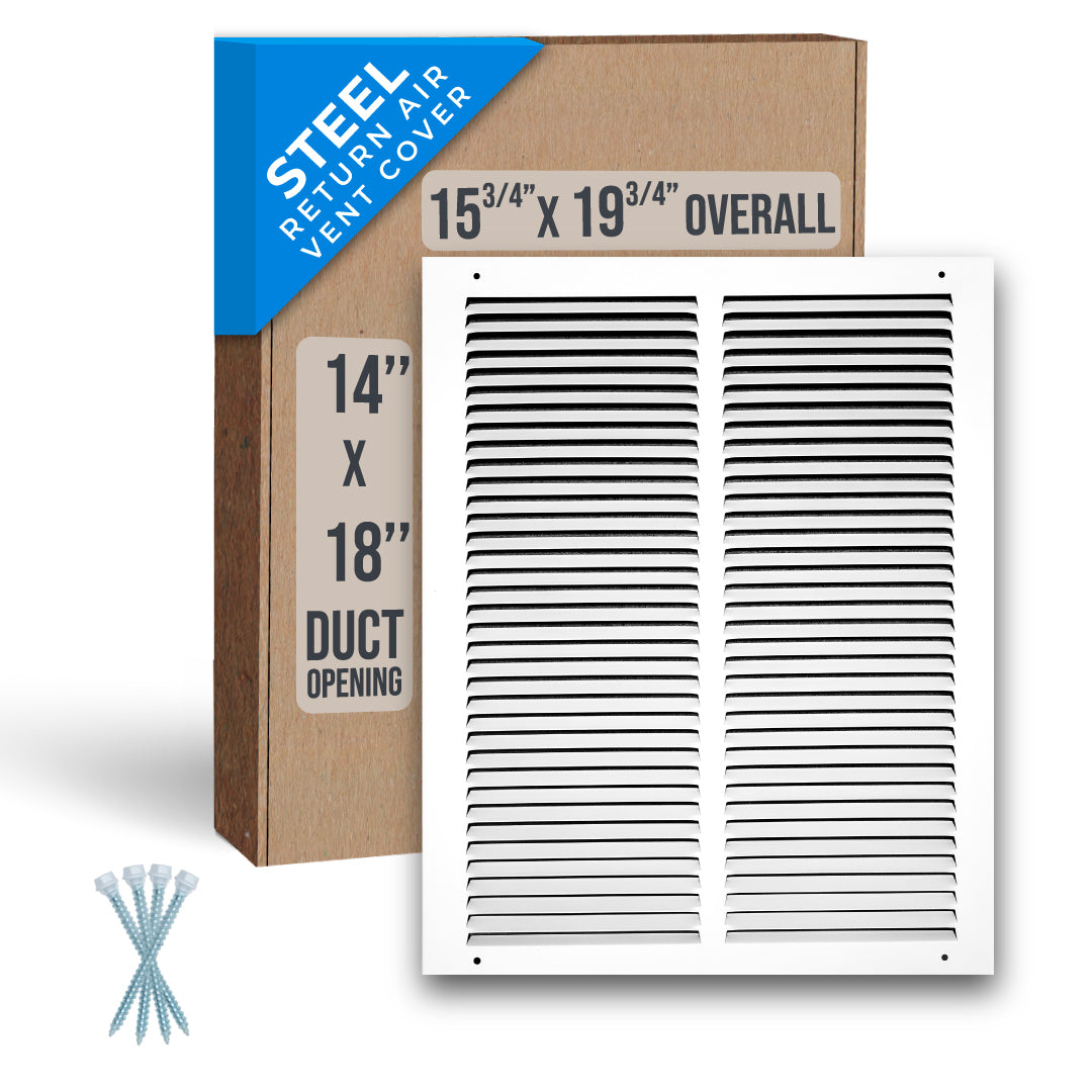 airgrilles 14" x 18" duct opening  -  steel return air grille for sidewall and ceiling hnd-flt-1rag-wh-14x18 038775628372 - 1
