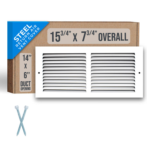 airgrilles 14" x 6" duct opening  -  steel return air grille for sidewall and ceiling hnd-flt-1rag-wh-14x6 752505984049 - 1