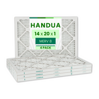 Handua 14x20x1 Air Filter MERV 8 Dust Control, Plated Furnace AC Air Replacement Filter, 4 Pack (Actual Size: 13.75" x 19.75" x 0.75")